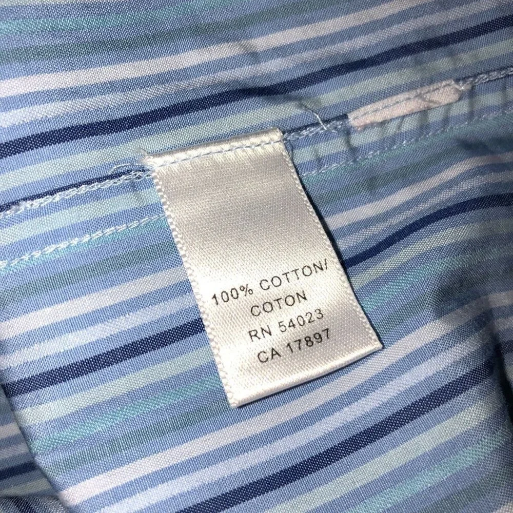 Banana Republic Mens Size XL Blue Striped Long Sleeve Button Up Shirt 17-17.5